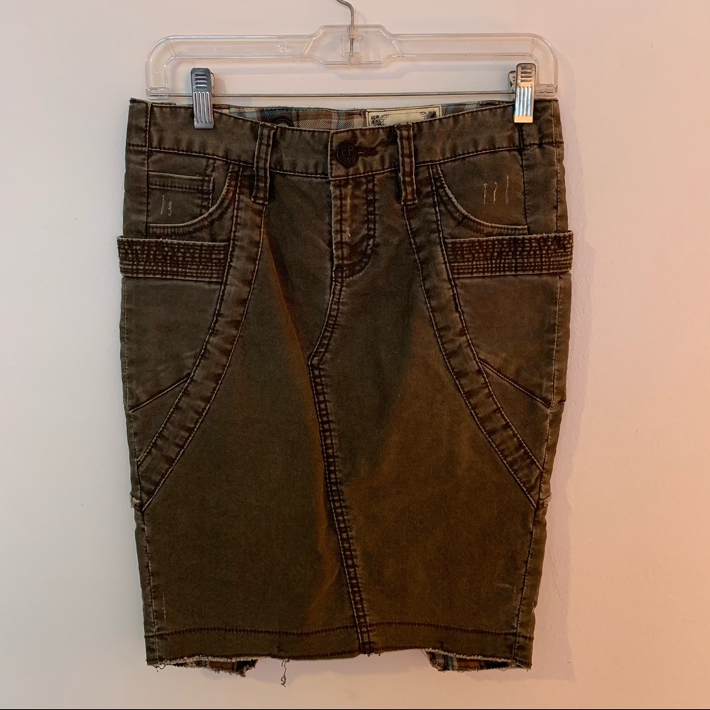 Vintage FREE PEOPLE brown denim mini Skirt - Picture 5 of 8